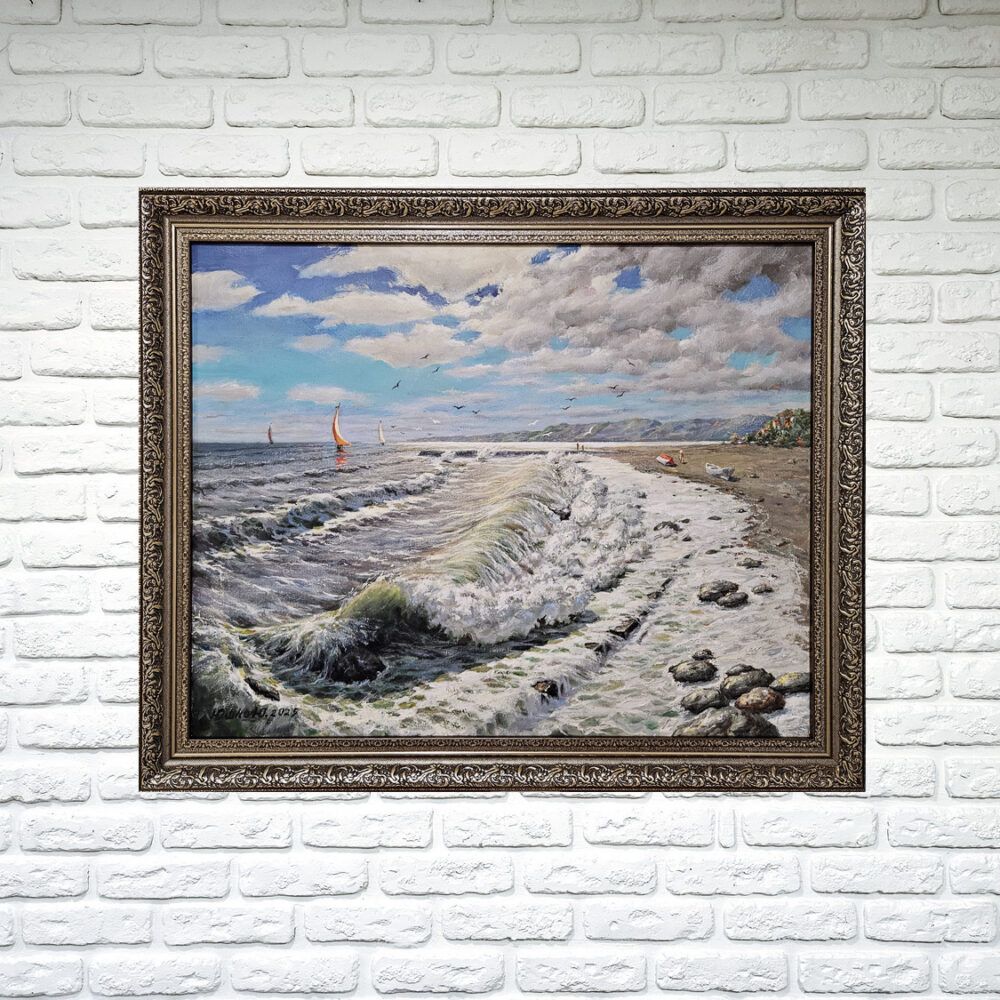 морьский пейзаж купити, море картина купити, гіперреалізм море, реалістичне море, реалістичний морський пейзаж картина купити Київ