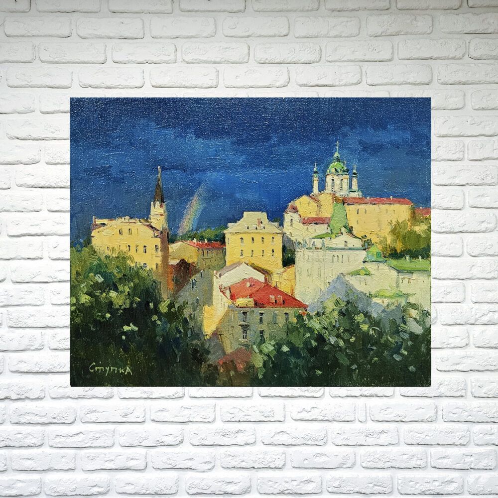 мініатюра з Кивом, Київ картина, невелика картина з Києвом, картина на подарунок, Київські види картина, Лавра картина, мініатюра Андріїїіський узвіз картина купити Київ, Андріїіський мініатюра на подарунок