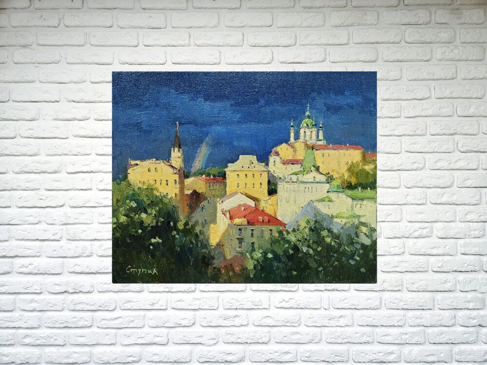 мініатюра з Кивом, Київ картина, невелика картина з Києвом, картина на подарунок, Київські види картина, Лавра картина, мініатюра Андріїїіський узвіз картина купити Київ, Андріїіський мініатюра на подарунок