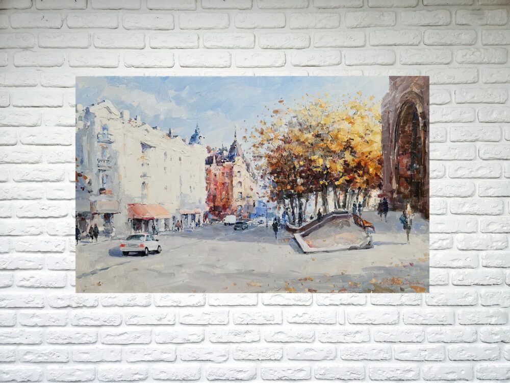 Київський пейзаж картина, картина з Києвом, Київ картина купити, картина на подарунок , види Києва картини, Золоті ворота картина