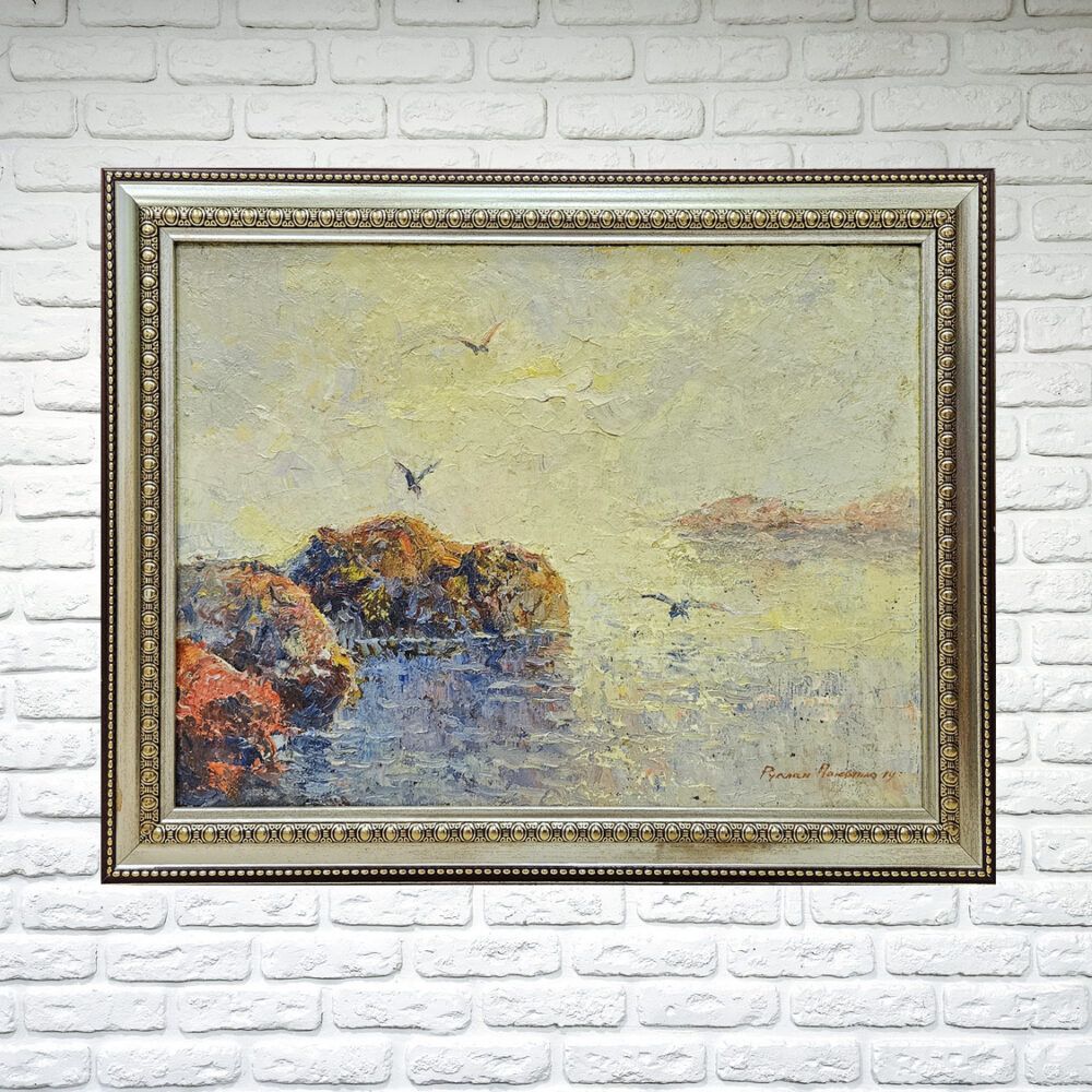 морський пейзаж. чайки картина, море картина, катина з морем, маленьке море, невелике море, море у рамі, картина на подарунок, купити море Київ