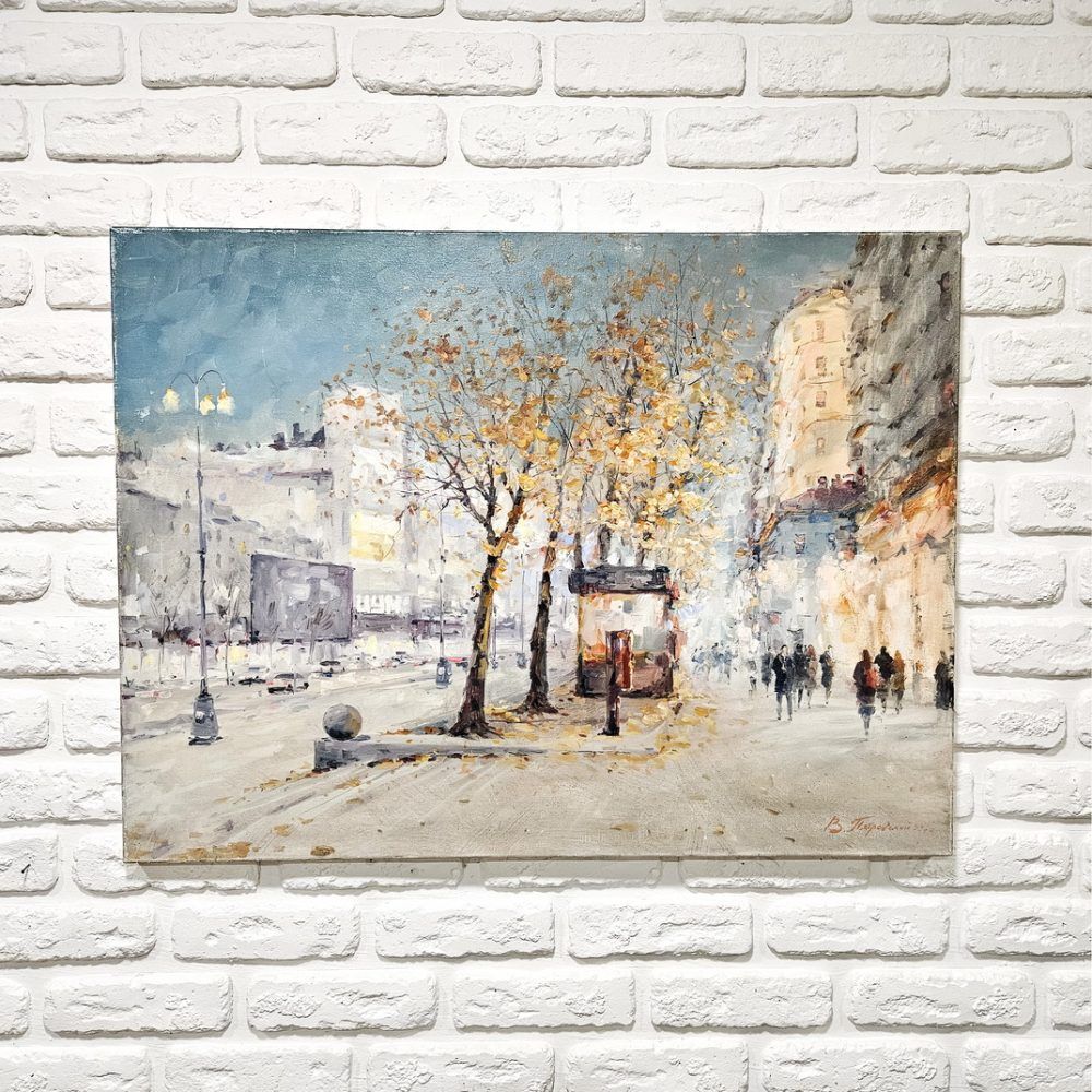 київський пейзаж картина, хрещатик картина, велика картина з Києвом, види києва картини купити, картина на подарунок керівнику, київськи вулиці картина, міський пейзаж, картини з києвом