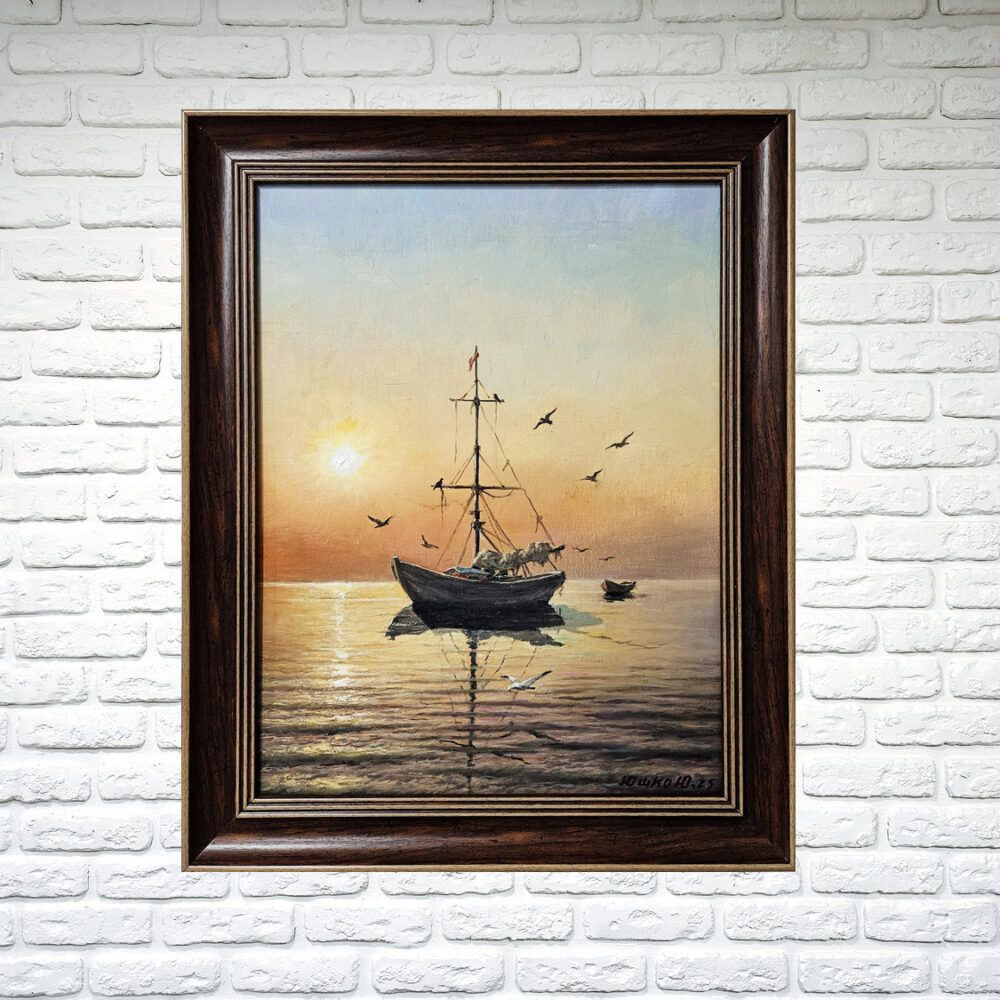 морьский пейзаж купити, море картина купити, гіперреалізм море, реалістичне море, реалістичний морський пейзаж картина купити Київ, захід сонця на морі