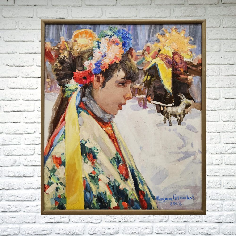 український фольклор, український національний костюм, українське різдво, різдво картина, жанрова картина на подарунок іноземцю
