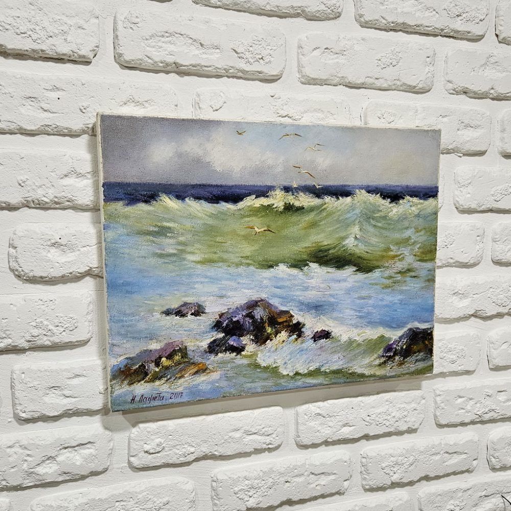 морський пейзаж куртина купити Київ, маленьке море картина купити на поадрунок, чайки там море картина