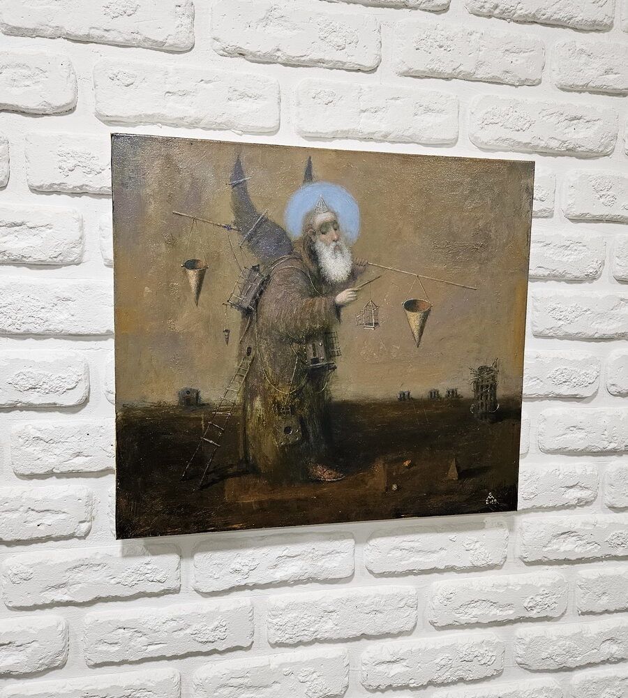 янгол картина купити Київ, купити картину з янголом, відомий художник Малиш картини купити, пілігрим картина, жанрова картина на подарунок керівнику на подарок