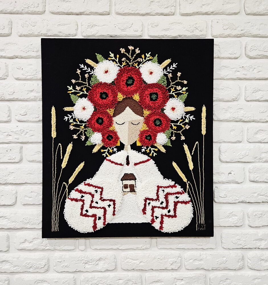 картина оберіг, купити оберіг для дому, оберіг для родини, купити гобелен, купити Київ картини на подарунок, український фольклор, українка картина купити Київ