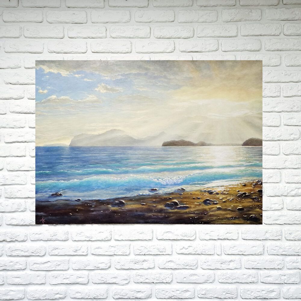 морський пейзаж картина купити Україна, велике море картина на подарунок, морський берег, море картина, велике море, сонце и море, море і берег