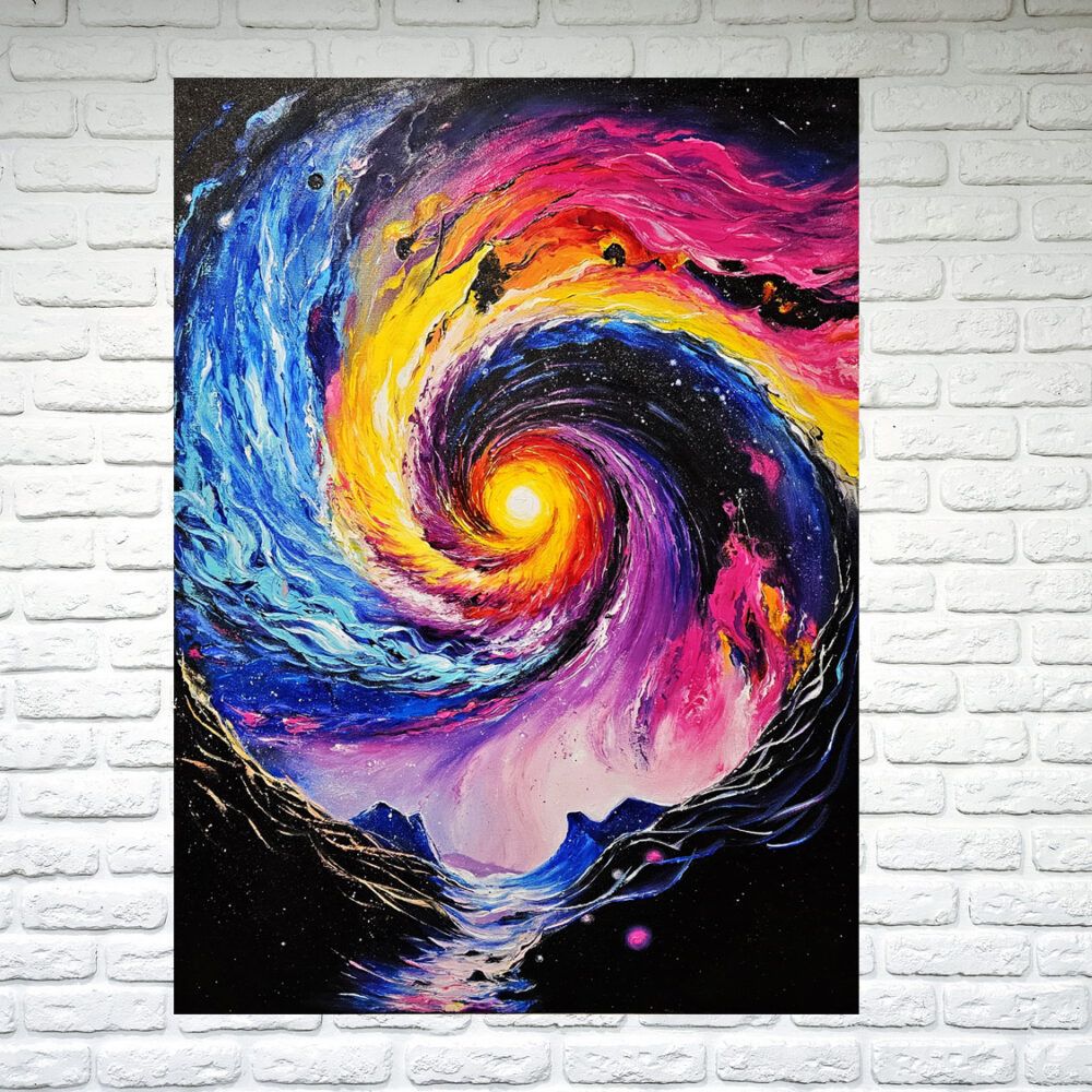 абстракція картина купити Київ, космос абстракція, космос картина на подарунок керівнику, купити абстракцію Київ, стіорення святу картина, всесвіт картина