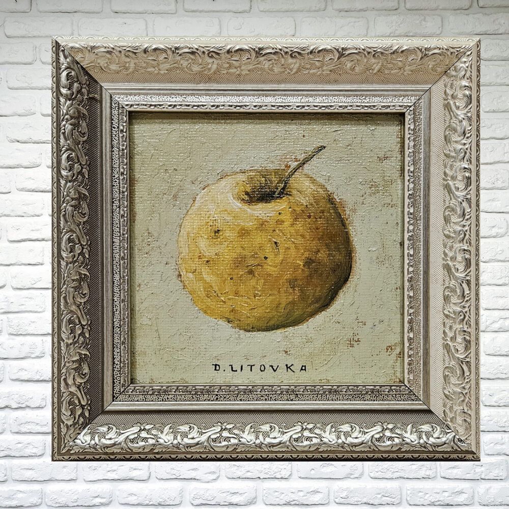 мініатюра картина у рамі, мініатюра купити Київ, маленька картина купити на подарунок, яблоко картина, яблука картина на кухню