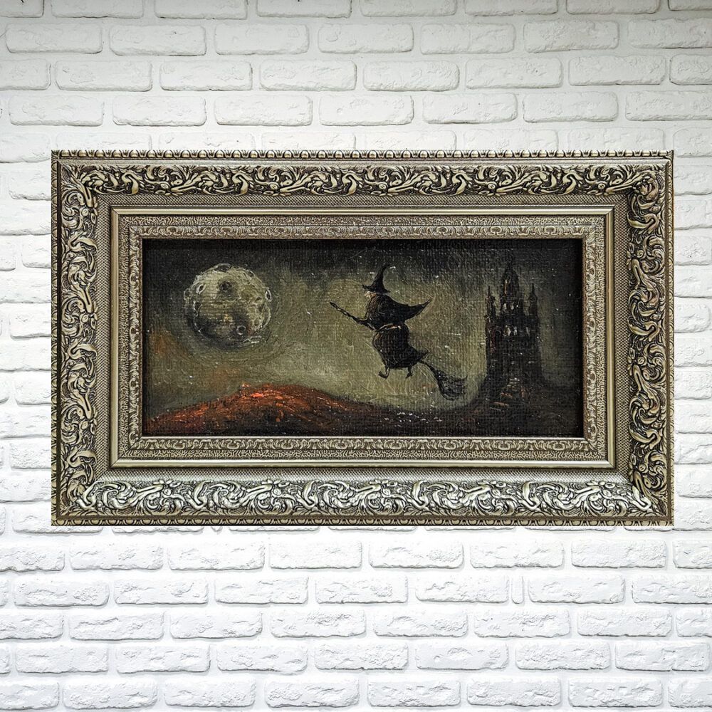 відьма картина купити на подарунок, картина з відьмою, відьма на подарунок, мініатюра купити Україна, лиса гора, відьми картини, темні сили картини