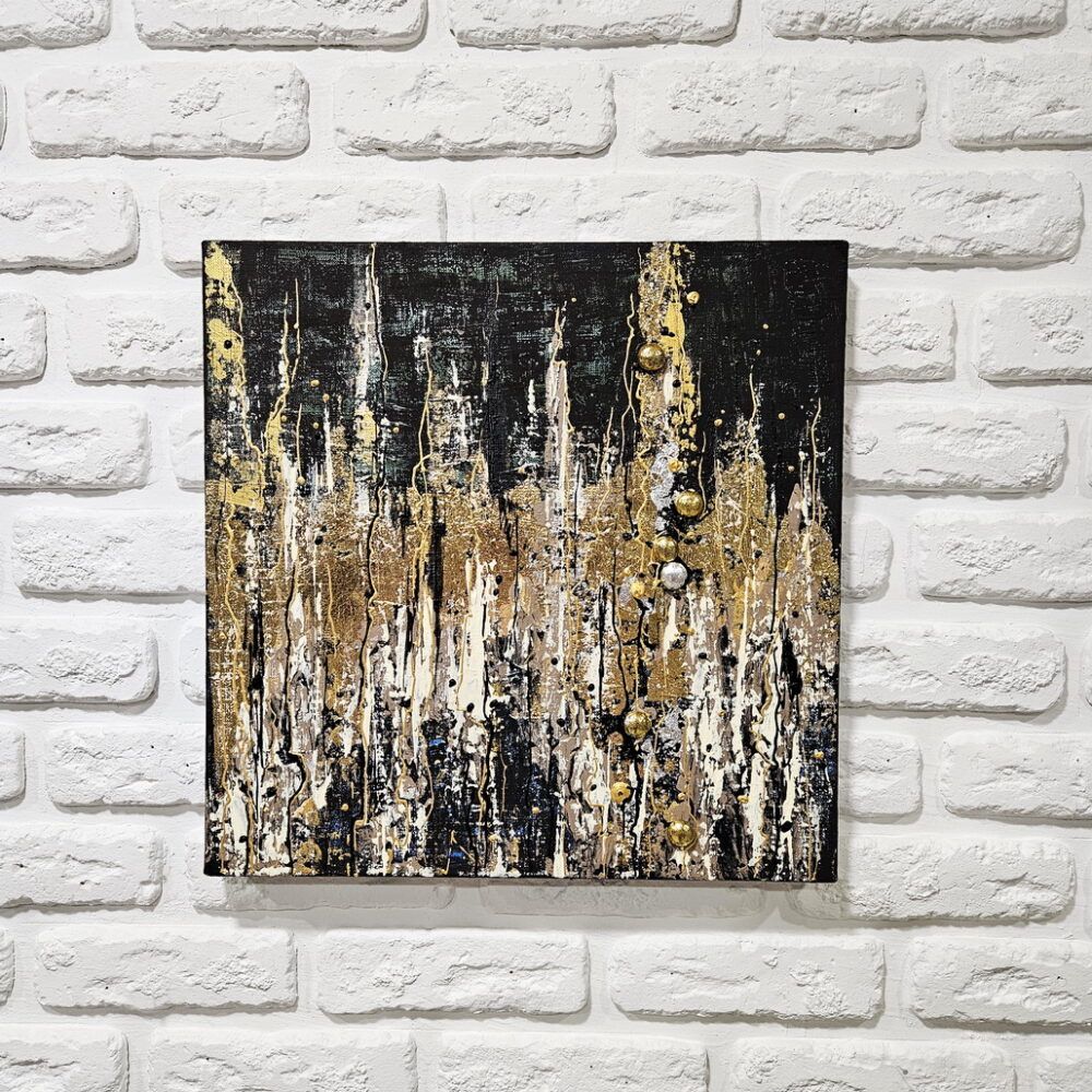 золота абстракція купити Київ, маленька абстракція купити КИїв, чорна абстракція на подарунок