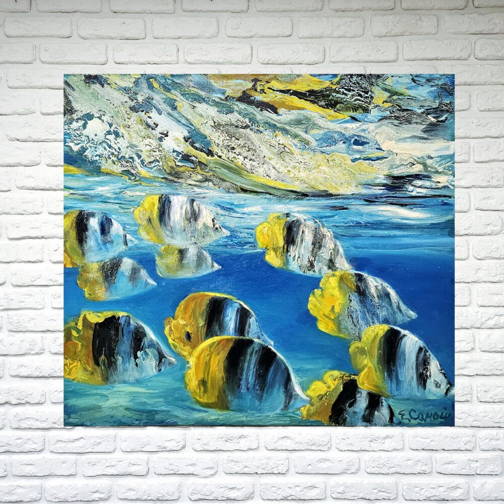 велике море картина купити Київ, морський пейзаж картина купити Україна, велике море, картина з рибами, морські пейзажі купити, море з рибами, картина під водою, подарунок керівнику