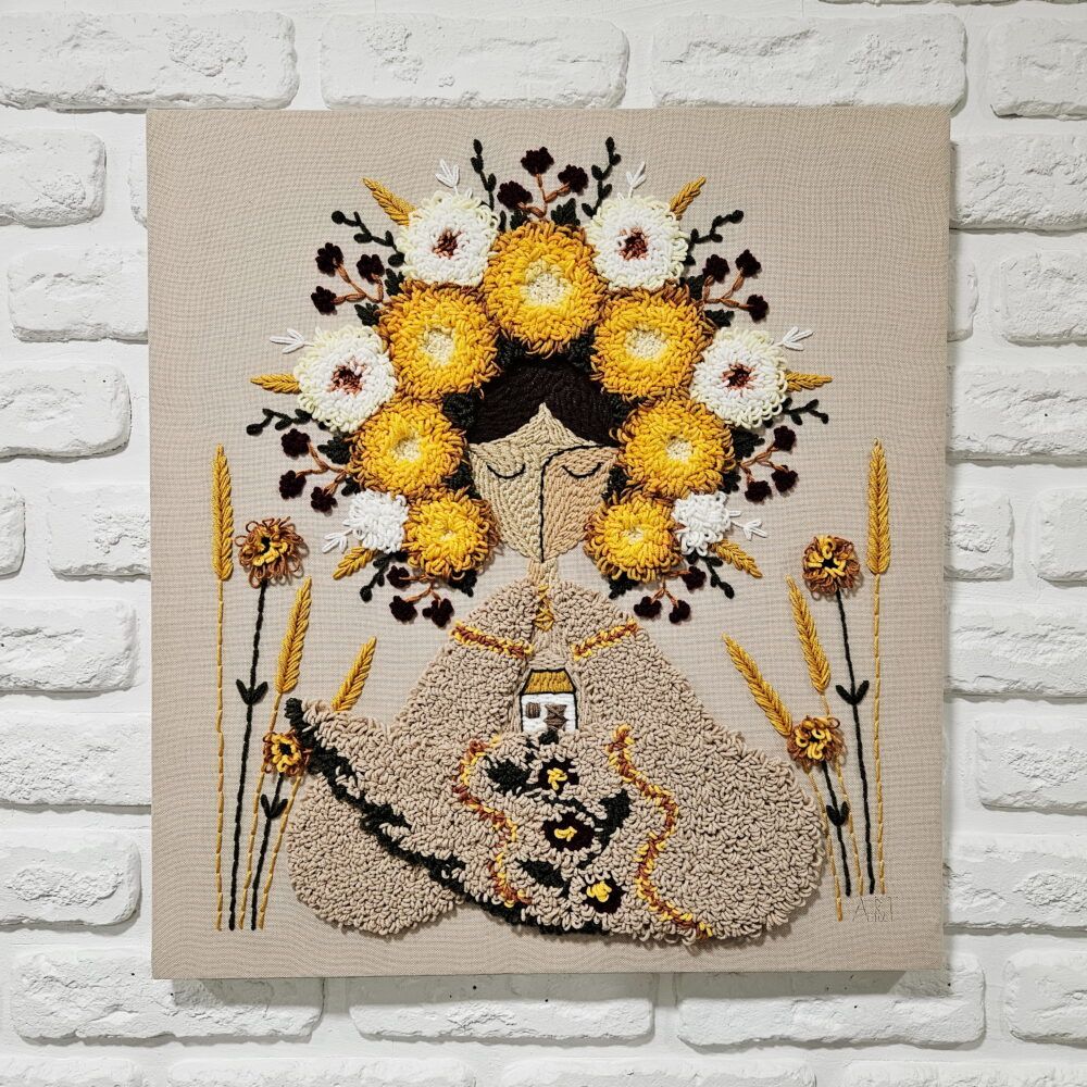 Берегиня роду картина купити Київ, купити картини на подарунок керівнику, подарунок подрузі, картина оберіг, українська берегиня, вишита берегиня дому