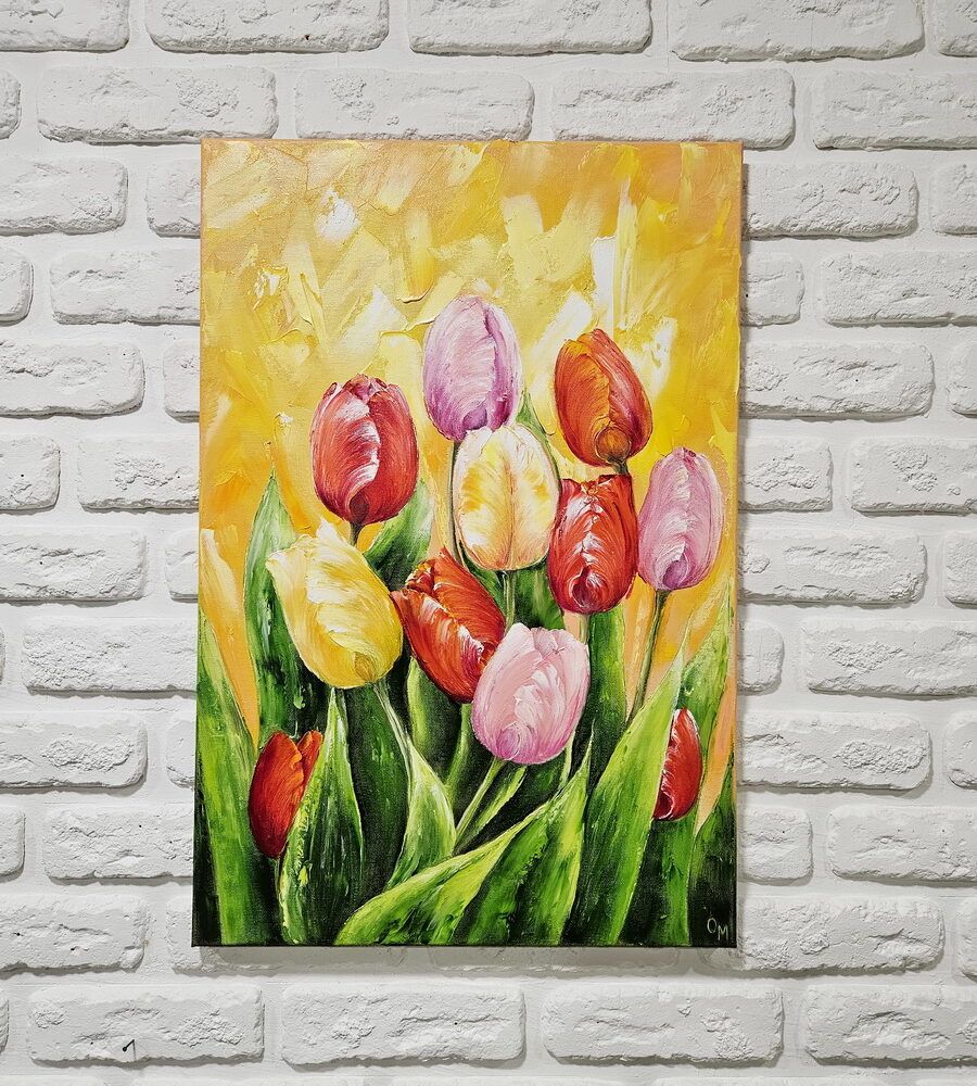 картина з тюльпанами, тюльпани картина купити Київ, квіти картина, картини з квітами купити, картина на подарунок жінці дівчині дружині, весняні квіти картина, тюльпани купити