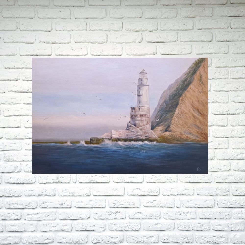 маяк картина купити Київ, картина з маяком, морський пейзаж з маяком море і маяк картина купити Україна, картина на подарунок керівнику