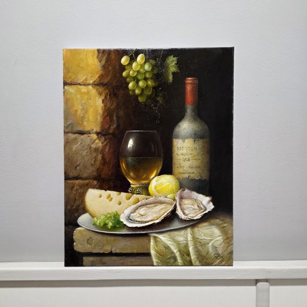 італійський натюрморт з вином, натюромрт голландський, н6атюрморт з устрицями, натюрморт з вином та келихом, купити наюрморти на кухню, невеликий натюрморт купит Київ