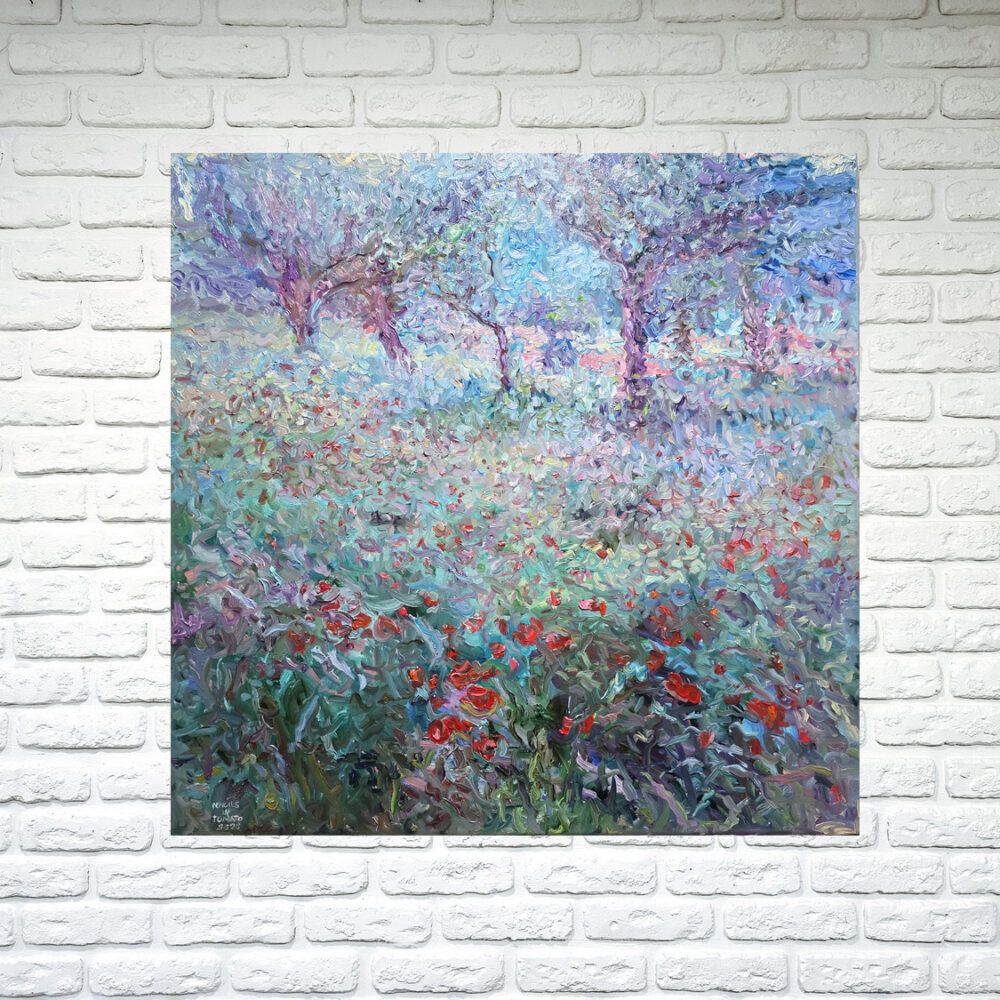 моне картини купити Київ, імпрессіонізм картини купити Україна, поле маків картина, фактурна картина з маками та полем