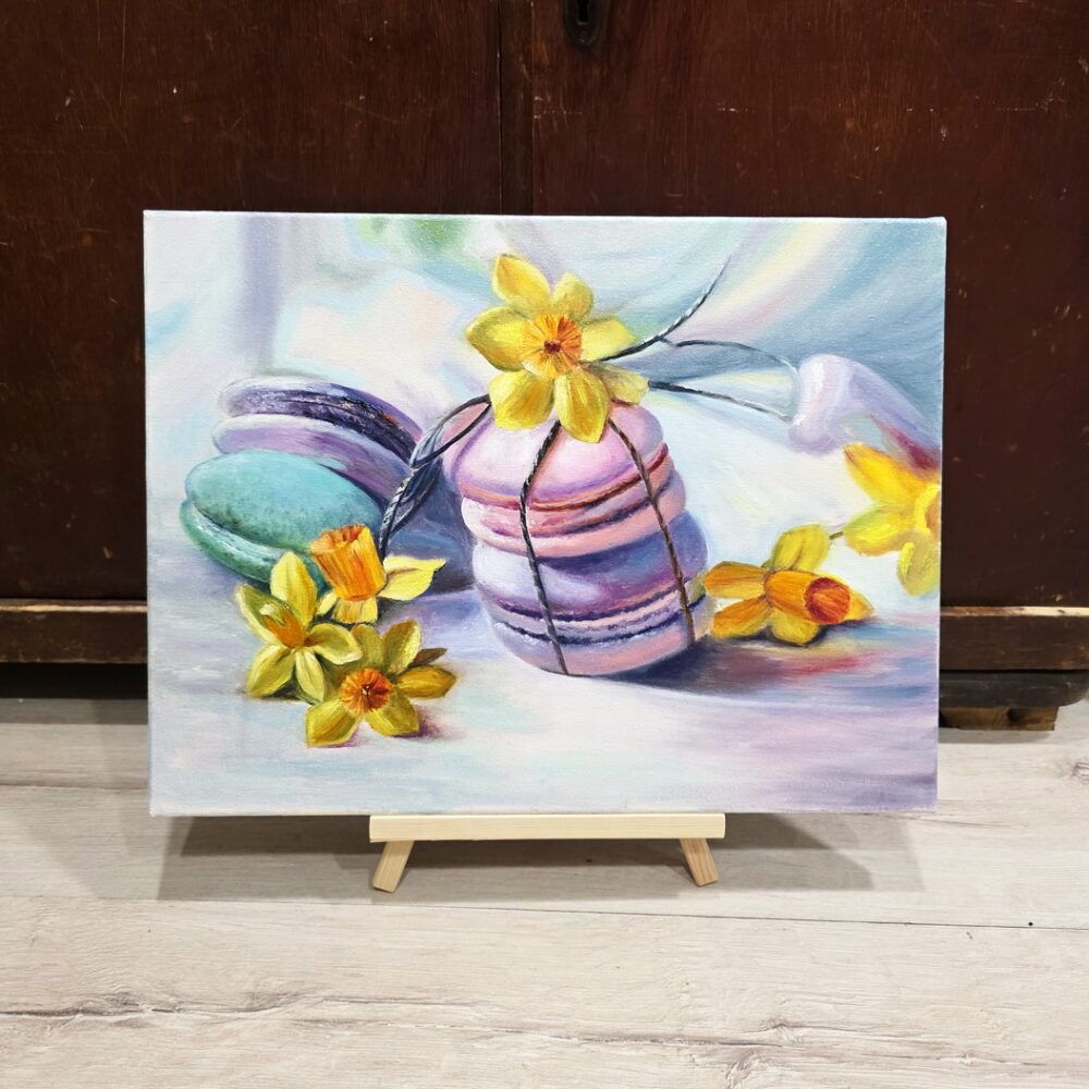 картина на кухню, солодощі картина купити Київ, макарун картина купити Україна, натюрморт картина купити, маленький натюрморт купити натюрморти