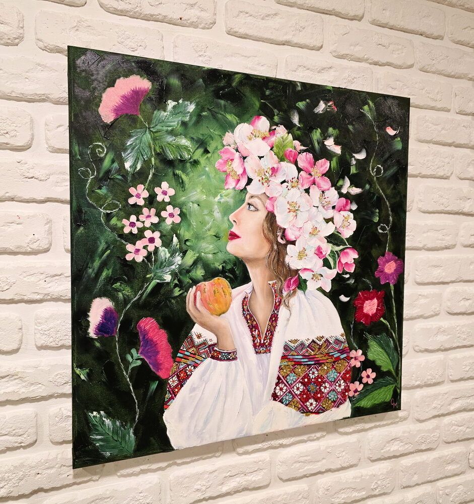 україночка картина купити Київ, український фольклор, український живопис покдарунок іноземцю, подарунок керівнику,картина на подарунок купити Київ,