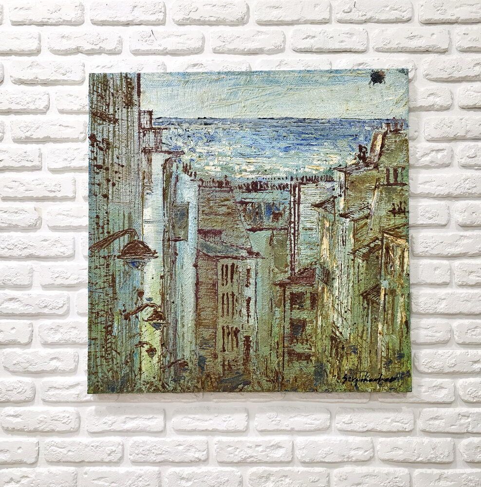 міський пейзаж картина купити Київ, мвсто картина купити Україна, старе місто картина, міські пейзажі картини купити, картина на подарунок, величка картина, місто фактурна картина, місто імпресіонізм