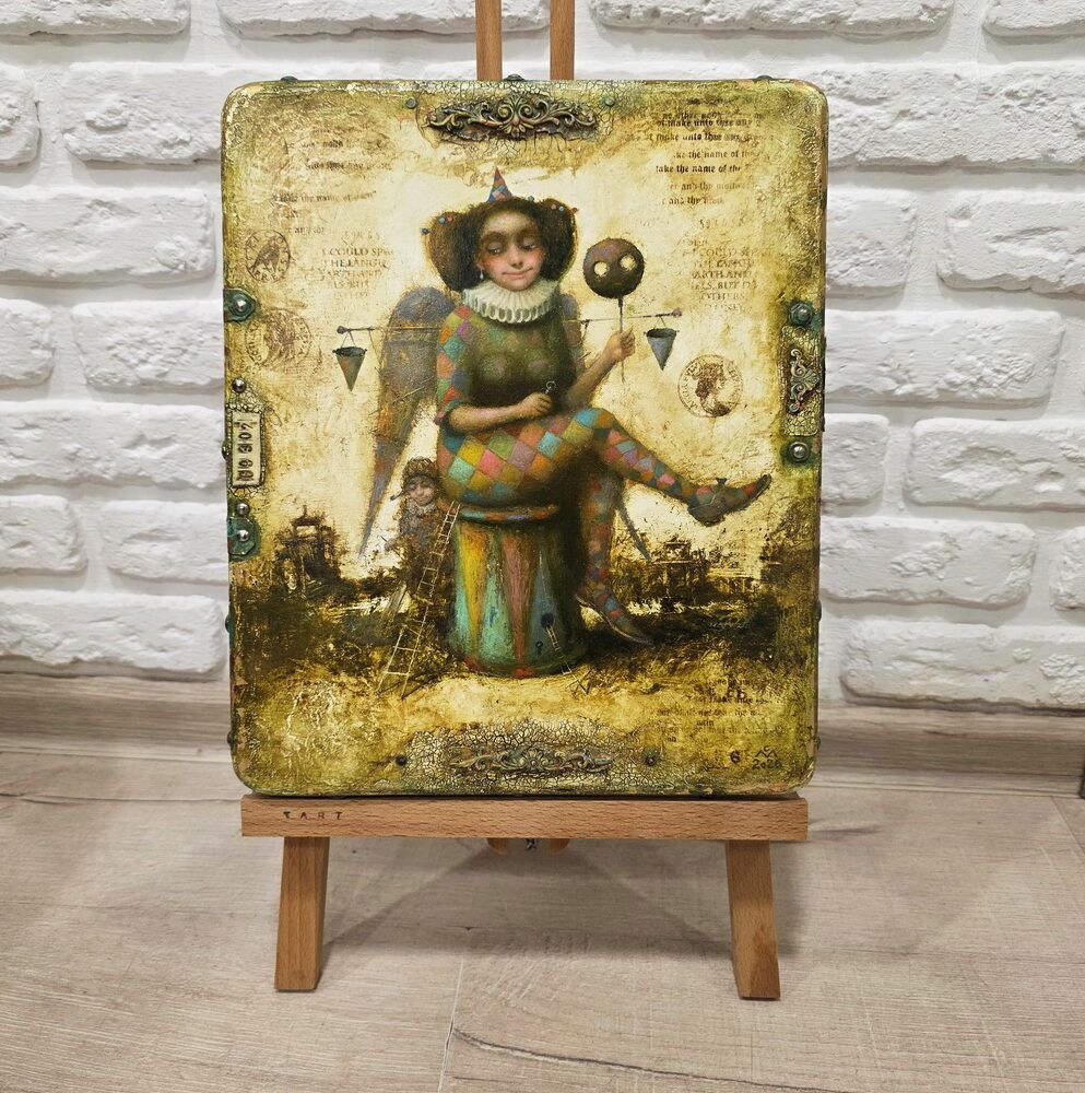 левкас картина купити Україна, сюрреалізм купити Київ, ексклюзивний подарунок керівнику, клоун картина, коламбіна картина купити подарунок, відомий художник картини купити
